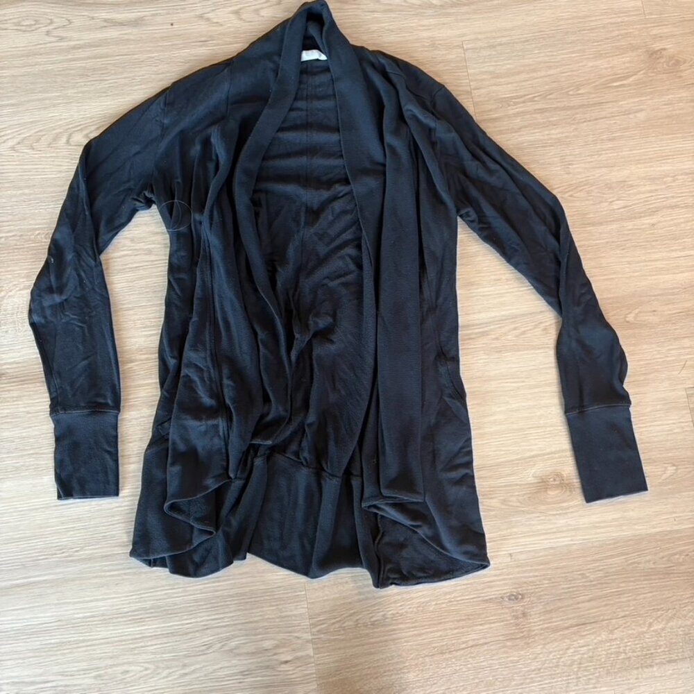 ** Athleta Pranayama Wrap Black Open Front Cardigan Sweater #777944 Small